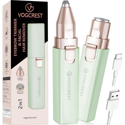 Mondodigitale-Vogcrest Tondeuse À Cheveux, 2 En 1 Tondeuse Facial Et Tondeuse À Sourcils Pour Femmes - Rechargeable, Portable, Avec Lumière Led