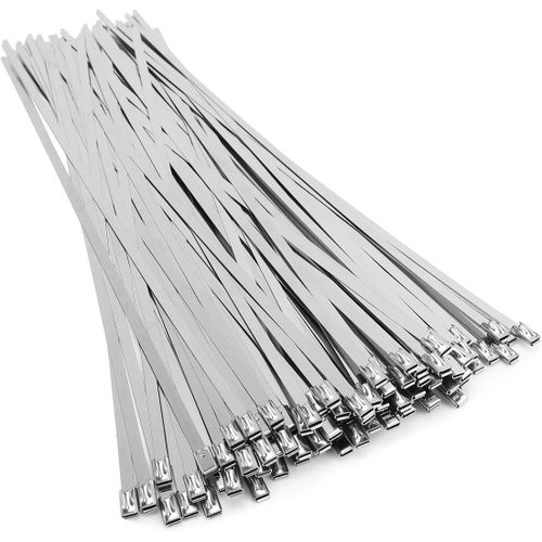 MONDODIGITALE-Lot De 100 Serre-Câbles En Acier Inoxydable-Résistants À La Traction-Résistants Aux Uv-Amovibles-Pour Enroulement D'Échappement, Regroupement De Câbles, Entretien Du Jardin, Clôture Fix