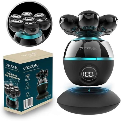Mondodigitale-Tondeuse Pour La Tête Bamba Precisioncare Skull Shaver, Tête Extra Large, 7 Lames Flottantes, Autonomie 60 Min, Base De Charge, Écran, Design Portable, Facile À Nettoyer