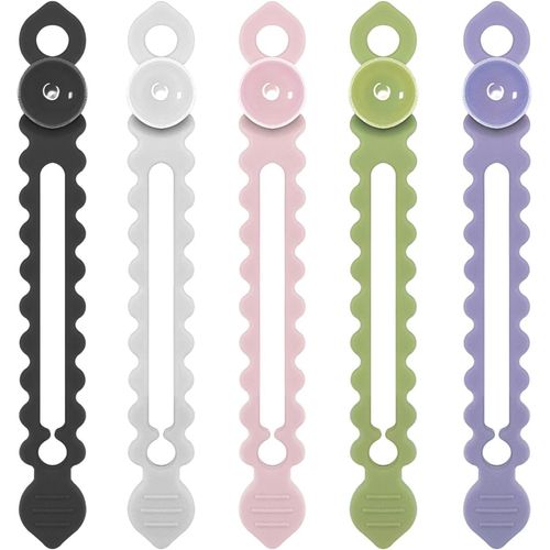 MONDODIGITALE-Lot De 5 Serre-Câbles Réutilisables En Silicone-Pour La Maison, Le Bureau, La Cuisine, L'École-15 Cm-Multicolore