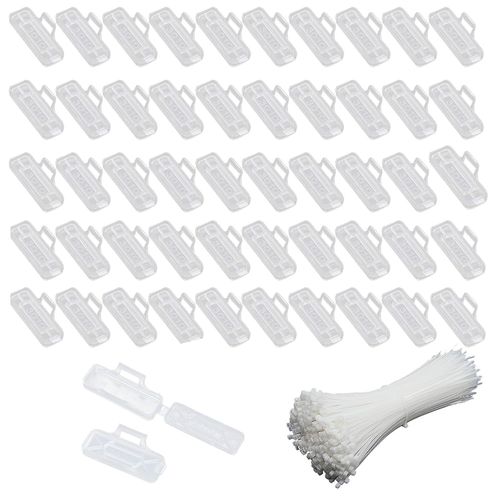 MONDODIGITALE-Lot De 50 Clips D'Étiquetage De Câbles Avec Étiquettes De Câbles Et Serre-Câbles, Réutilisables, Transparents, Pour Appareils Électriques Et Organisation De Bureau