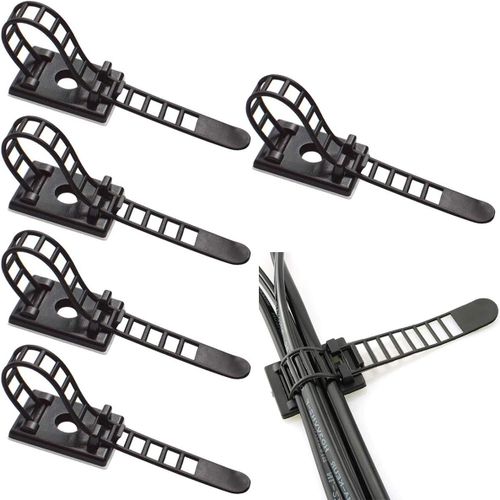 MONDODIGITALE-Fdolon 50 Pièces Sangles De Câble Auto-Adhésives Réglables Attaches De Câble En Nylon Organisateurs De Câbles Auto-Adhésifs Serre-Câbles Électriques Pour La Gestion Du Cordon Noir