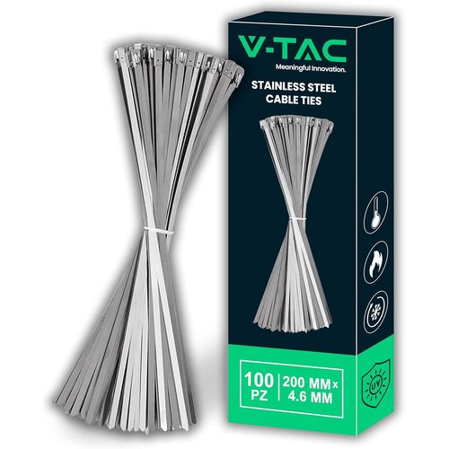 MONDODIGITALE-Ipea Attache Cable Inox 200 Mm-Colliers De Serrage Pour Câbles ¿ 100 Pièces-Taille 4,6 Mm X 200 Mm ¿ Polyvalents Pour Câblage ¿ Attaches Câbles Pour Électriciens, Mécaniciens, Tuyaux En