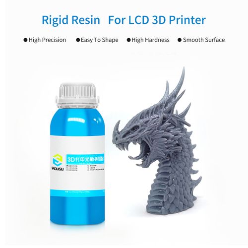 YouSu Imprimante 3D Résine Rigide Dureté 95D Bouteille en Aluminium Matériau d'impression Liquide pour LCD 395-405nm Bande Lumineuse Imprimante LCD 1000g Couleur Transparente