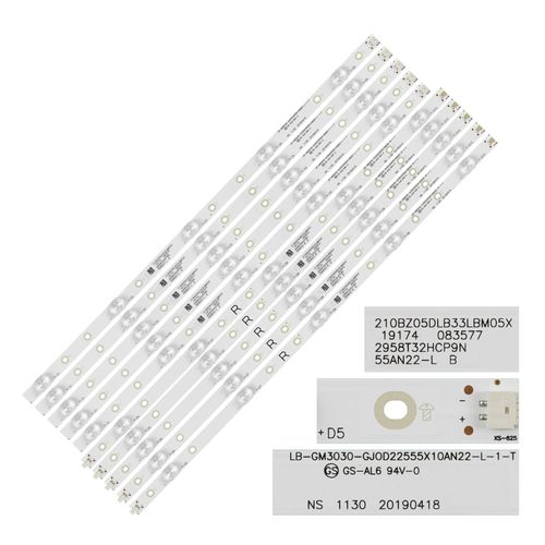 Bande de rétro-éclairage LED, 10 lampes pour TV PHILIPS 55 pouces, 55pus7304 55pus6704 55PUS7394 55PUS7504 LB-GM3030-GJ0D22555X10AN22-R-1-H L T 1set 10pcs