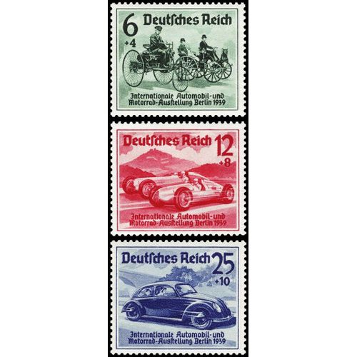 Allemagne, 3ème Reich 1937, Très Belle Serie Complète Timbres Neufs** Luxe Yvert 627 628 629, Salon International De L'Automobile À Berlin, Filigranes Croix Gammées, Cote 103 Euros.