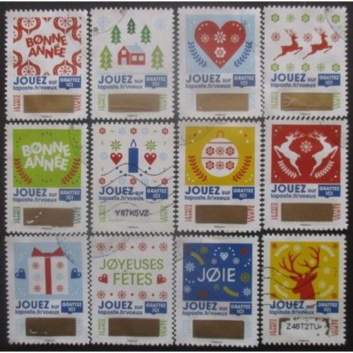 France Autoadhésif Série N°1641 Au 1652 Timbres De Voeux Oblitérés