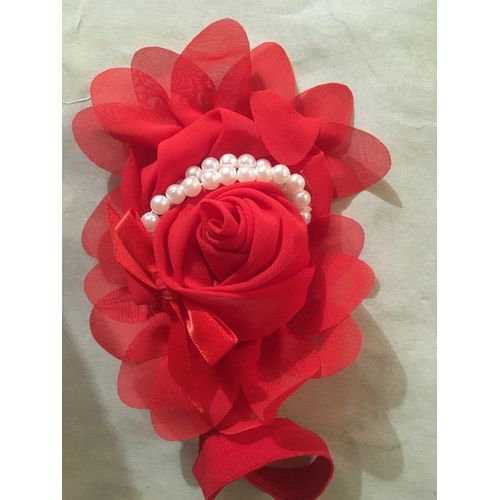 Serre Tete Habille Enfant Fleur Rouge / Perles