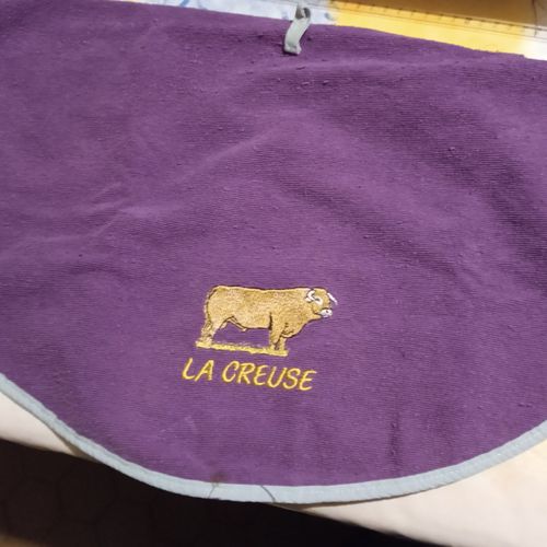 Essuie-Main - Rond - Broderie &#34 La Creuse &#34 - Violet - En Coton - 67 Cm De Diamètre Environ