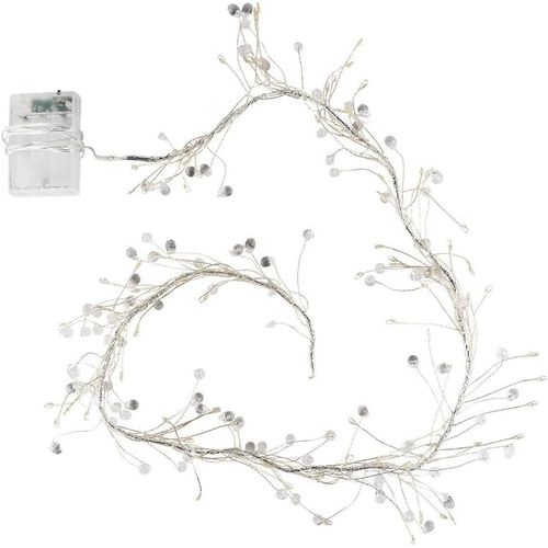 Led | À Piles | Avec Faisceaux De Gouttes De Cristal Transparentes | 80 Petites Ampoules Led En Blanc Chaud | Décoration De Chambre | Avec Minuterie[H794]