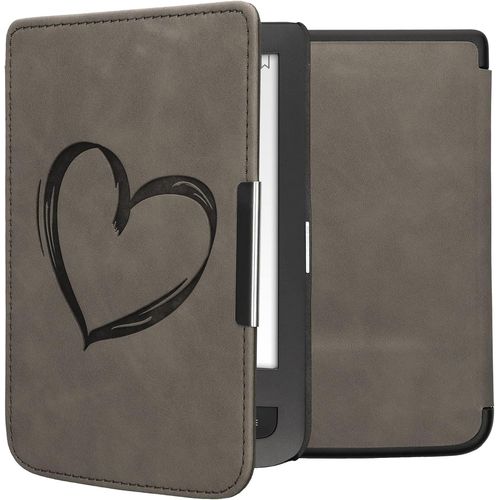 Étui Compatible Avec Pocketbook Touch Lux 3/Basic Lux/Basic Touch 2 Coque - Étui À Rabat Magnétique Tabletteereader Similicuir - Gris[Kin5220929]