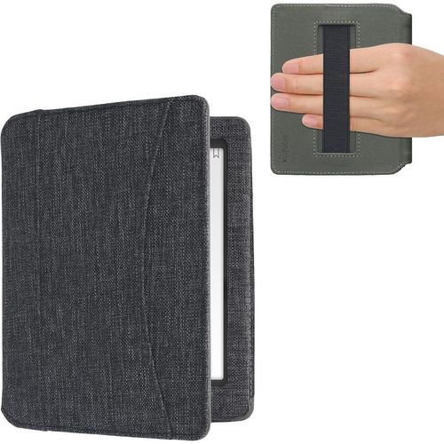 Coque Liseuse Compatible Avec Kobo Aura Edition 1 - Étui À Rabat En Tissu Avec Fermeture Magnétique - Gris Foncé[Kin5220563]