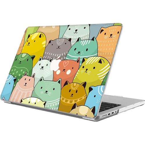 Coque pour MacBook Pro 16 Pouces M4 M3 M2 M1 Pro/Max 2024 2023 2021, Protection Rigide Motif Chat Dessin Animé - E.F.Connection