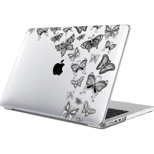 Coque pour MacBook Pro 16 Pouces M4 M3 M2 M1 Pro/Max 2024 2023 2021, Protection Rigide Anti-Rayures Motif Papillons - E.F.Connection