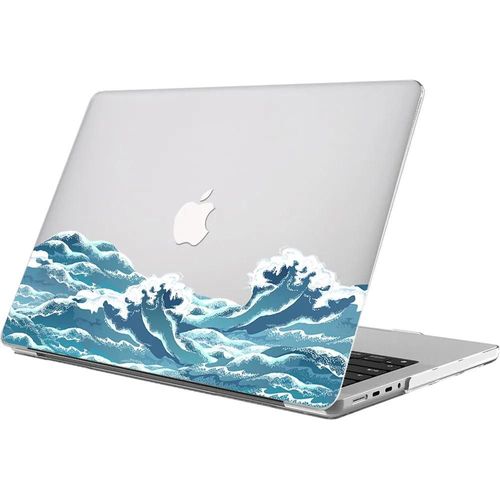 Coque pour MacBook Pro 16 Pouces M4 M3 M2 M1 Pro/Max 2024 2023 2021, Protection Rigide Slim Légère Antichoc Motif Vague - E.F.Connection