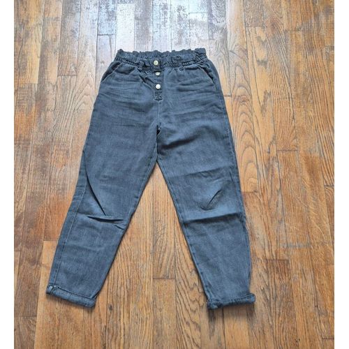 Jean Gris Fille Coupe Boyfriend Sergent Major  Taille 10 Ans