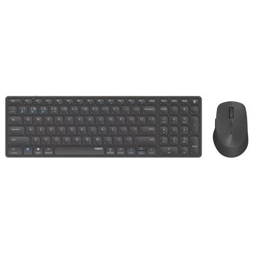 Rapoo 9700M - Ensemble clavier et souris - sans fil - 2.4 GHz, Bluetooth 4.0, Bluetooth 3.0, Bluetooth 5.0 - QWERTY - noir