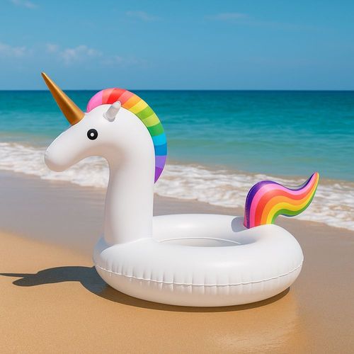 Bouée Gonflable Géante Forme Licorne 120 Cm Mulitcolore Pour Enfants Et Adultes Piscine Ou Plage