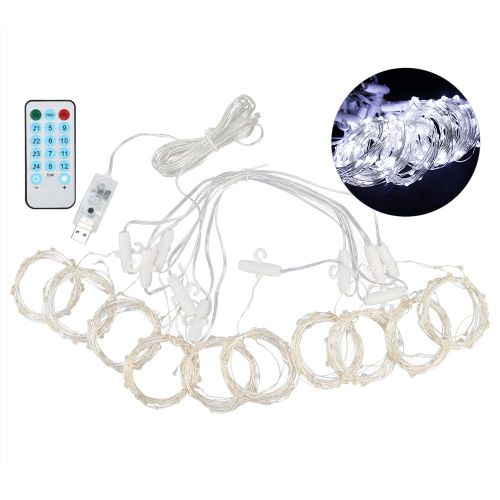 Guirlande Lumineuse Led 3 X 3 M, 300 Led, Fil De Cuivre, 4 Modes De Controle Musical, 8 Modes D'eclairage, Rideau Lumineux, Lumiere Blanche, Telecommande Vocale