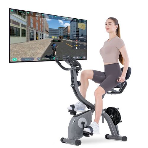 Vélo D'Appartement Pliable, Avec App, Résistance Magnétique, Avec Moniteur Lcd Et Mesure Du Pouls Manuel, Capacité De Charge 120kg