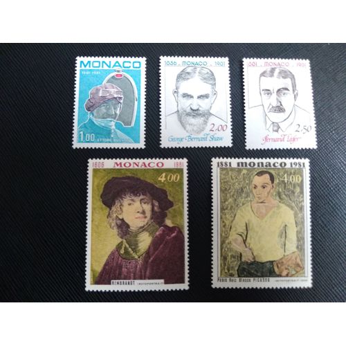 Timbre Monaco Y T 1290 A 1294 Série : Personnages Célèbres 1981 (150509 )