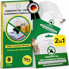Piège à mites 2 en 1 pour aliments et vêtements [8 pièces] Efficace et durable (3 à 5 mois) | Piège à mites alimentaires Protection contre les mites pour armoire de cuisine