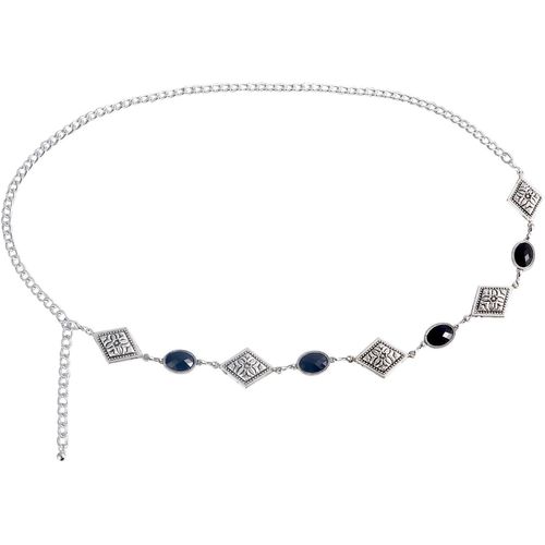 Chaîne De Taille En Cristal Avec Losange - Imprimé Bohème - Vintage - Strass - Diamant - Ceinture D'été - Bikini - Réglable - Pour Femme