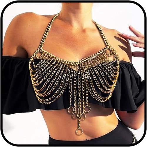 Chaîne De Corps Sexy Avec Pampille Dorée - Accessoires De Corps - Chaîne De Corps Pour Femme Et Fille, M, Plastique, Astralite