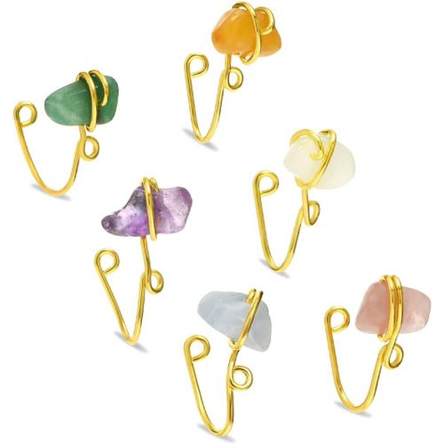 Ensemble De 6 Clips De Nez Africains En Cristal De Guérison, Faux Anneau De Nez, Clip D'anneau De Nez Pour Femme, Faux Anneau De Septum, Manchette D'oreille, Faux Piercing De Nez
