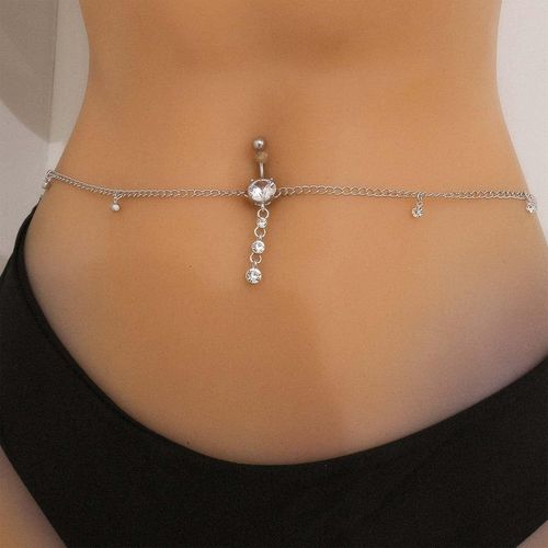 Anneau De Ventre Chaîne De Taille Strass Cristal Gland Chaîne De Ventre Sexy Non Piercing Anneau De Nombril Chaîne De Corps Bikini Harnais Accessoires De Corps Bijoux Pour Femmes