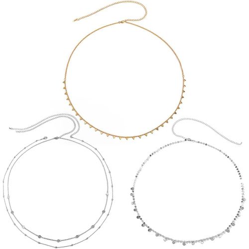 Chaîne De Taille, Chaîne De Ventre, Chaîne De Corps Or, Ceinture Chaîne Femme, Chaîne De Taille Femme Sexy, Chaîne De Corps En Cristal, Chaîne De Ventre Bikini, 4 Paquets..[J98]