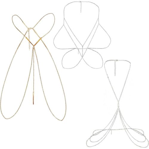 Chaîne De Taille, Chaîne De Ventre, Chaîne De Corps Or, Ceinture Chaîne Femme, Chaîne De Taille Femme Sexy, Chaîne De Corps En Cristal, Chaîne De Ventre Bikini, 4 Paquets..[J96]