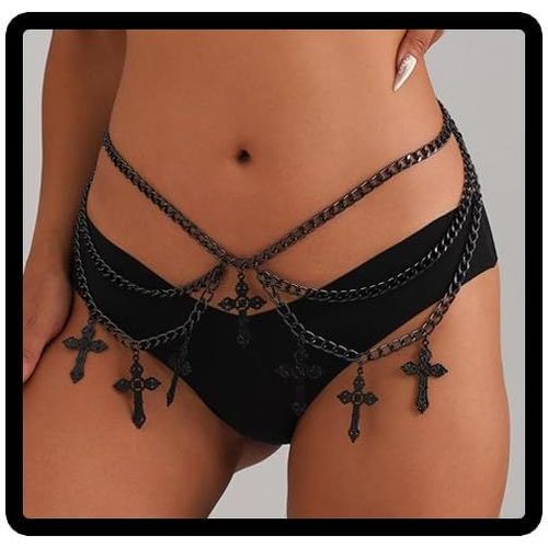 Mode Stratifié Croix Ceinture Réglable Chaîne En Métal Abdominale Chaîne De Corps Pour Les Femmes