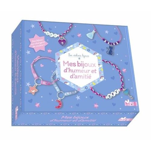 Mes Bijoux D'humeur Et D'amitié - Coffret Avec 5 Breloques Qui Changent De Couleurs, 6 Perles Lettres, 6 Perles En Plastique, 1 Pompon, 3 Fils De Jade, 8 Perles Argentées, 2 Rubans, 2...