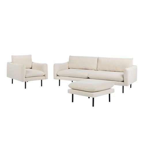 Ensemble De Salon Avec Ottoman En Tissu Beige Clair Vinterbro
