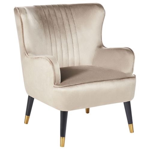 Fauteuil À Oreilles Varberg Velours Beige