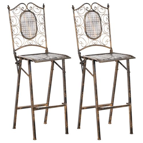 Lot De 2 Chaises De Bar De Jardin Bormio Pliant Métal Noir