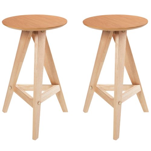 Lot De 2 Tabourets De Bar En Bois Marron Clair Aroma