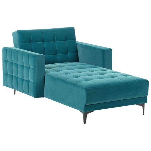 Chaise Longue En Velours Bleu Azur Aberdeen