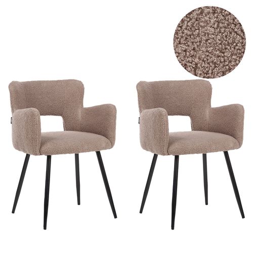 Lot De 2 Chaises De Salle À Manger Sanilac Bouclé Marron