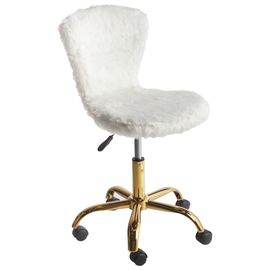 Chaise De Bureau Margate Fourrure Synthétique Blanc