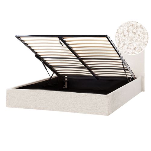 Lit Ottoman Bouclé Orbey 140 X 200 Cm Blanc Cassé
