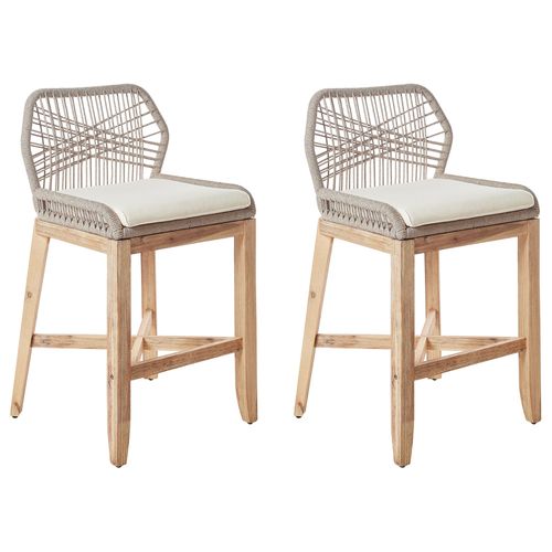 Lot De 2 Chaises De Bar De Jardin Talamone Acacia Beige