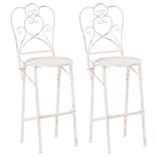 Lot De 2 Chaises De Bar De Jardin Trieste Pliant Métal Beige Clair