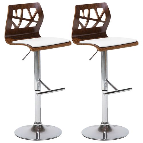 Lot De 2 Chaises De Bar Petersburg Cuir Pu Marron/Blanc