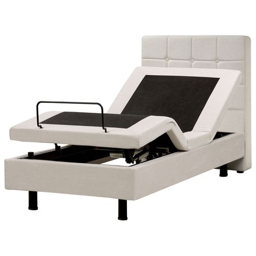 Lit Réglable Tissu Duke 80 X 200 Cm Beige Clair