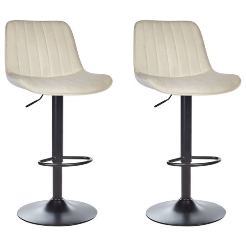 Lot De 2 Chaises De Bar Dubrovnik Velours Beige Clair