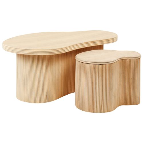Lot De 2 Tables Basses En Rotin Naturel Salanti