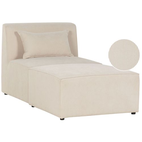 Chaise Longue En Velours Côtelé Beige Lemvig