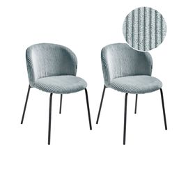 Lot De 2 Chaises De Salle À Manger Miles Velours Côtelé Bleu Clair